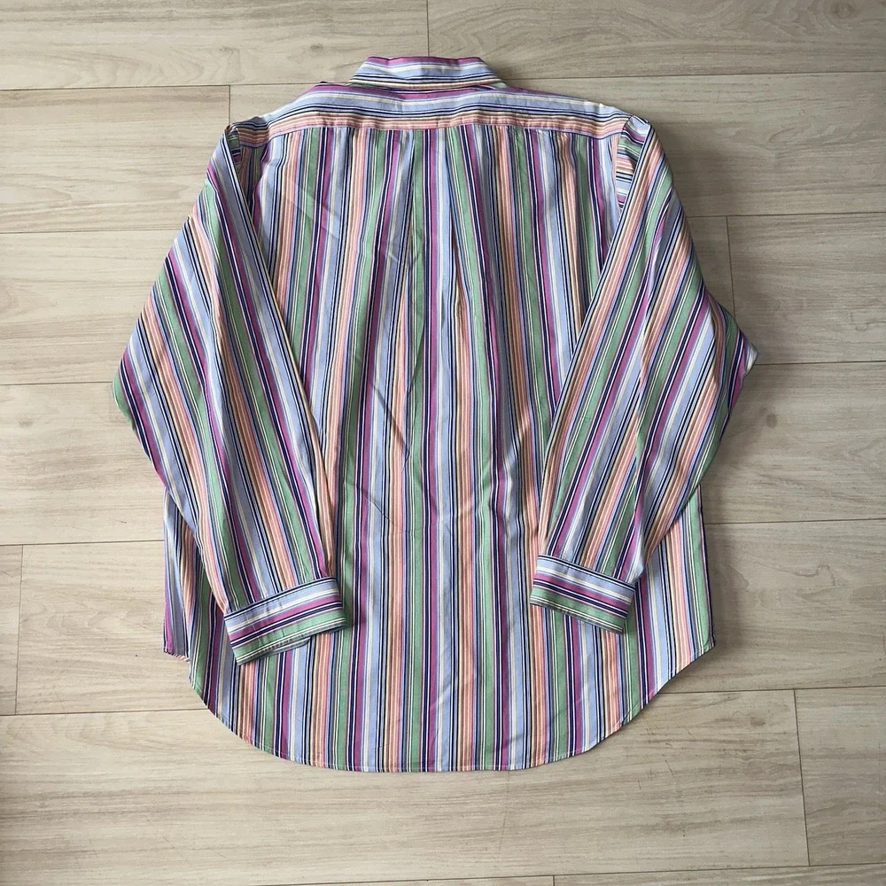 Polo Ralph Lauren Classic Fit Shirt Men's 17.5 XXL‎ Stripped Colorful VTG Spring